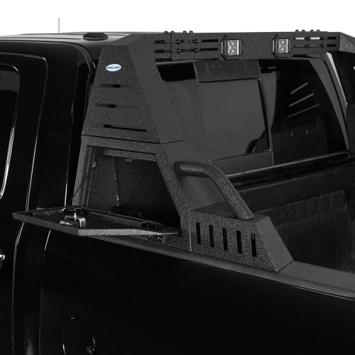 LandShaker Adjustable Truck Roll Bar 22.6" High w/ LED Spotlights & Storage Boxes For Full-Size Pickup Trucks lsg9910s 2