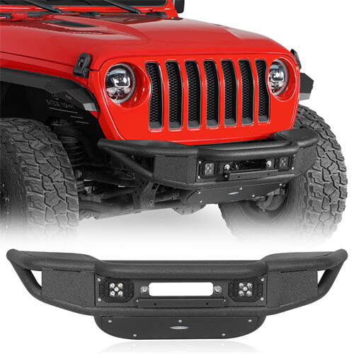 Lotus Tubular Front Bumper w/ Winch Plate For 2018-2025 Jeep Wrangler JL & Gladiator JT-LandShaker