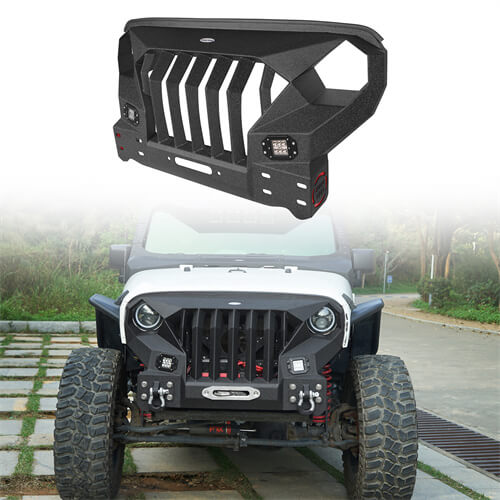 Front Bumper w/Grille Guard &  Winch plate for 2007-2018 Jeep Wrangler JK- LandShaker 4x4 LSG.2038 1