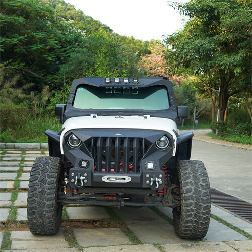 Front Bumper w/Grille Guard &  Winch plate for 2007-2018 Jeep Wrangler JK- LandShaker 4x4 LSG.2038 4