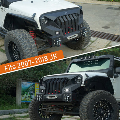 Front Bumper w/Grille Guard &  Winch plate for 2007-2018 Jeep Wrangler JK- LandShaker 4x4 LSG.2038 8