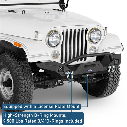 Mid Width Front Bumper w/ LED Spotlights For 1976-1983 Jeep CJ-5 CJ-7 CJ-8 Scrambler - LandShaker4x4