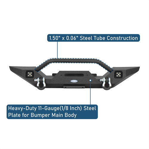 Mid Width Front Bumper w/ LED Spotlights For 1976-1983 Jeep CJ-5 CJ-7 CJ-8 Scrambler - LandShaker4x4