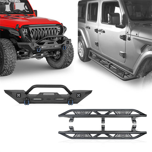 Mid Width Front Bumper & Running Boards(18-25 Jeep Wrangler JL 4 Door)-LandShaker