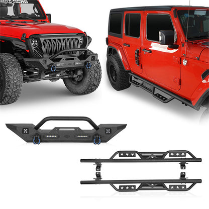 Mid Width Front Bumper & Side Steps(18-24 Jeep Wrangler JL 4 Door)-LandShaker