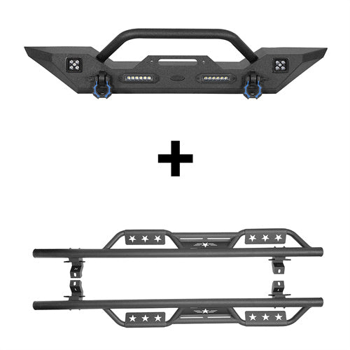 Mid Width Front Bumper & Side Steps(18-24 Jeep Wrangler JL 4 Door)-LandShaker