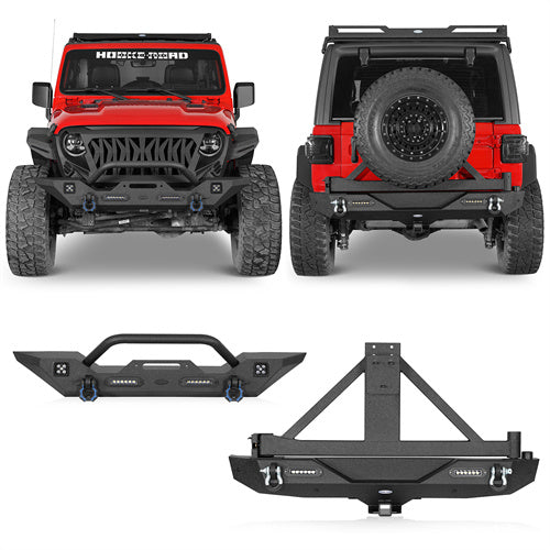 Front Bumper & Rear Bumper w/Tire Carrier(18-25 Jeep Wrangler JL)-LandShaker