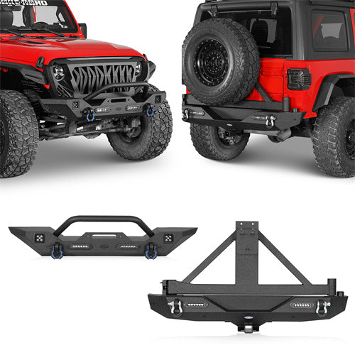 Front Bumper & Rear Bumper w/Tire Carrier(18-24 Jeep Wrangler JL)-LandShaker