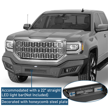 Off-Road Front Bumper w/ LED Spotlights For 2016-2018 GMC Sierra 1500 - LandShaker4x4