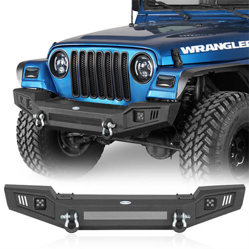 Off Road Front Bumper w/ LED spotlights included For 1997-1906 Jeep Wrangler TJ - LandShaker