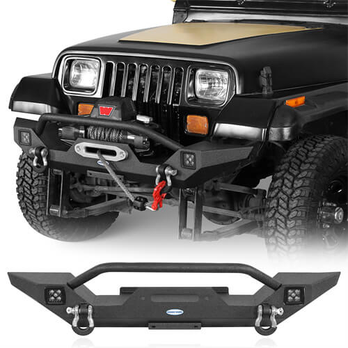 Off-Road Front Bumper w/ LED Spotlights For 1987-95 Jeep Wrangler YJ - LandShaker-lsg1061-1