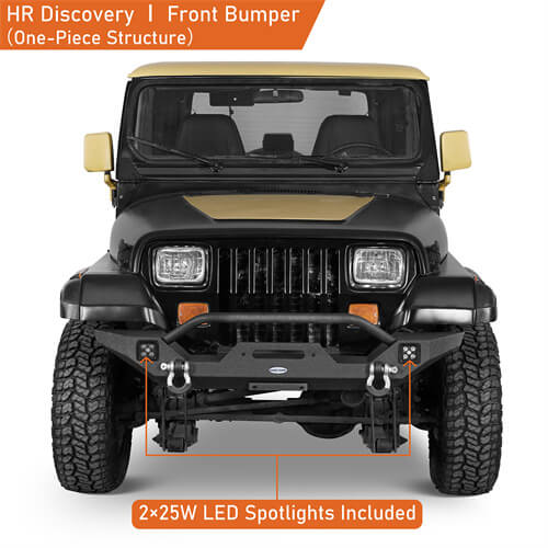 Off-Road Front Bumper w/ LED Spotlights For 1987-95 Jeep Wrangler YJ - LandShaker-lsg1061-4