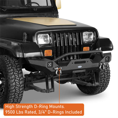 Off-Road Front Bumper w/ LED Spotlights For 1987-95 Jeep Wrangler YJ - LandShaker-lsg1061-5