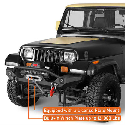 Off-Road Front Bumper w/ LED Spotlights For 1987-95 Jeep Wrangler YJ - LandShaker-lsg1061-6