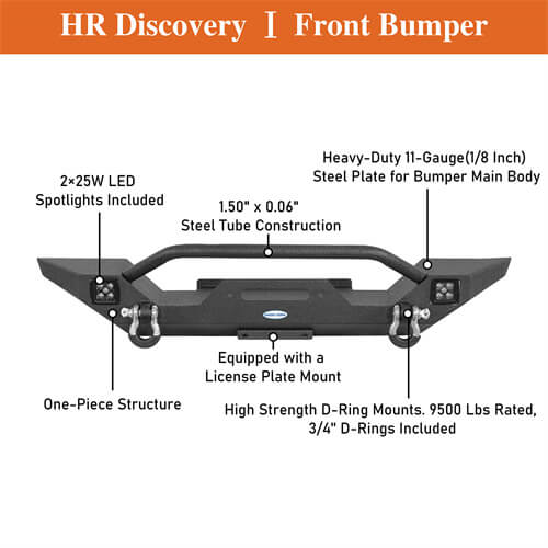 Off-Road Front Bumper w/ LED Spotlights For 1987-95 Jeep Wrangler YJ - LandShaker-lsg1061-8