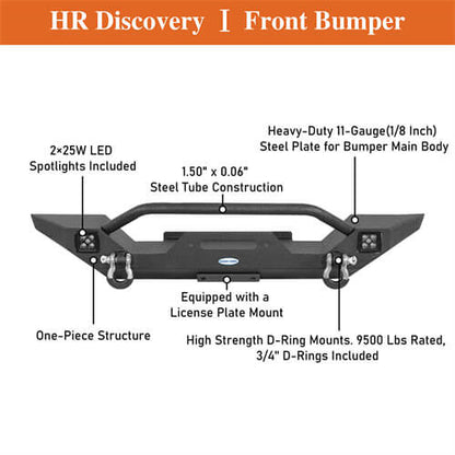 Off-Road Front Bumper w/ LED Spotlights For 1987-95 Jeep Wrangler YJ - LandShaker-lsg1061-8