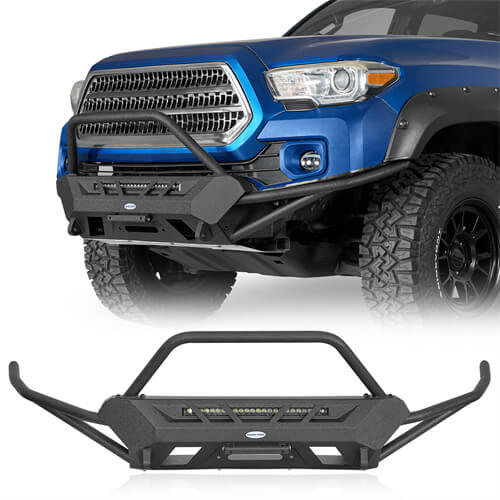 Off Road Tube Front Bumper w/ LED Light Bar For 2016-2023 Toyota Tacoma 3rd Gen - LandShaker