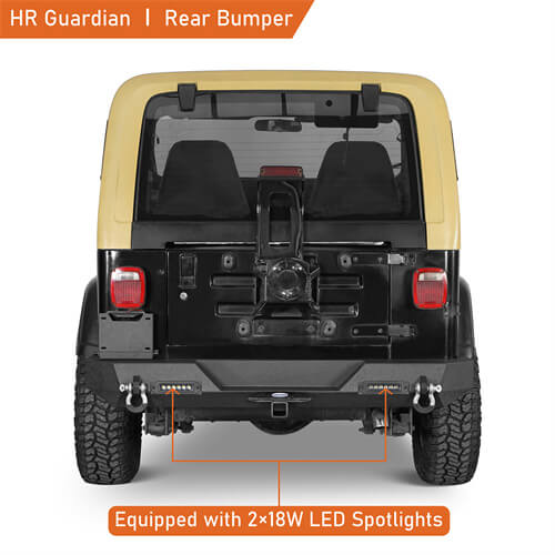 Off-Road Rear Bumper w/ LED Lights For 1987-1995 Jeep Wrangler YJ - LandShaker-lsg1062-4