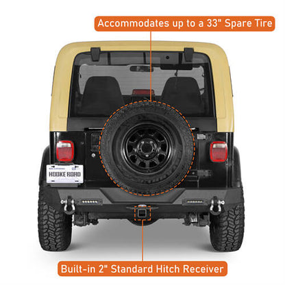 Off-Road Rear Bumper w/ LED Lights For 1987-1995 Jeep Wrangler YJ - LandShaker-lsg1062-5