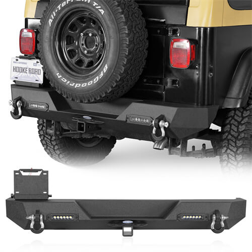 Off-Road Rear Bumper w/ LED Lights For 1987-1995 Jeep Wrangler YJ - LandShaker-lsg1062-1