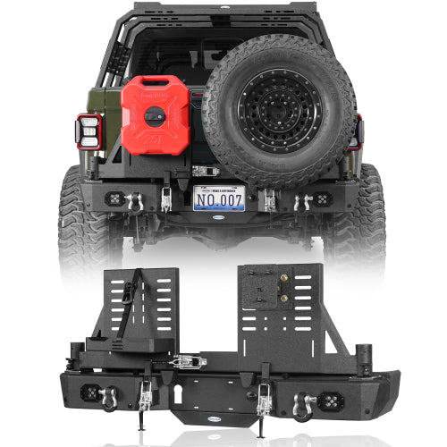 Rear Bumper w/ Dual Swing Arms & Tire Carrier & 5.3-Gallon Jerry Can Holder (20-25 Jeep Gladiator JT with OEM Rear Bumper Frame Mounts) - LandShaker