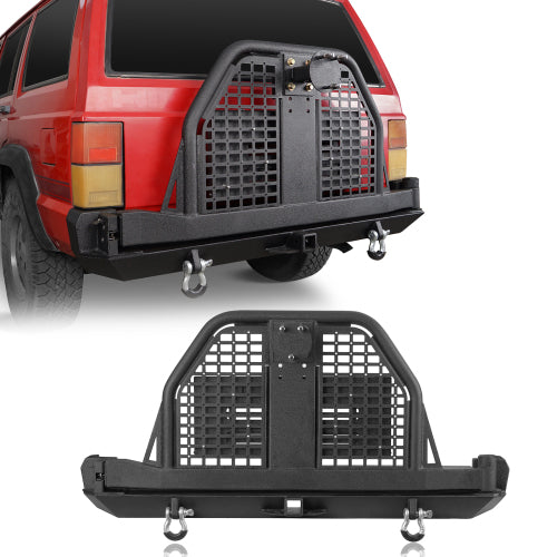 LandShaker Rear Bumper w/ Swing Out Tire Carrier & Foldable Table for 1984-2001 Jeep Cherokee XJ lsg9030 1