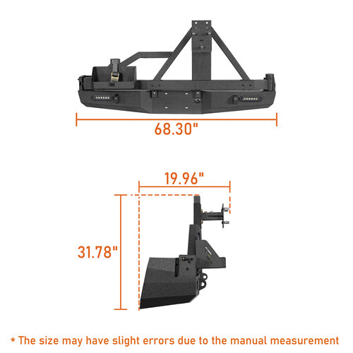 Rear Bumper w/Swing Out Tire Carrier, 5.3-Gallon Jerry Can Holder(05-15 Toyota Tacoma)-LandShaker