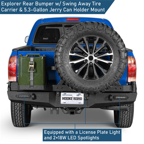 Rear Bumper w/Swing Out Tire Carrier, 5.3-Gallon Jerry Can Holder(05-15 Toyota Tacoma)-LandShaker