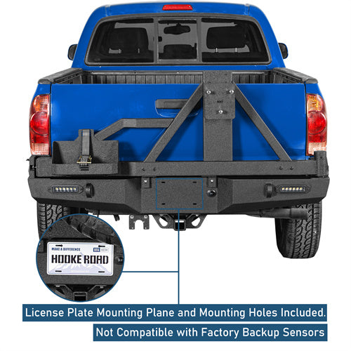 Rear Bumper w/Swing Out Tire Carrier, 5.3-Gallon Jerry Can Holder(05-15 Toyota Tacoma)-LandShaker