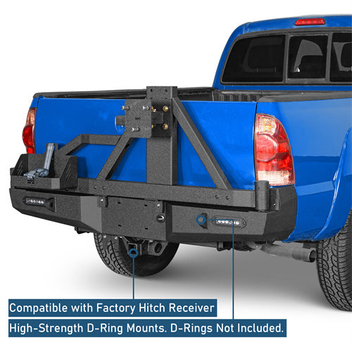 Rear Bumper w/Swing Out Tire Carrier, 5.3-Gallon Jerry Can Holder(05-15 Toyota Tacoma)-LandShaker