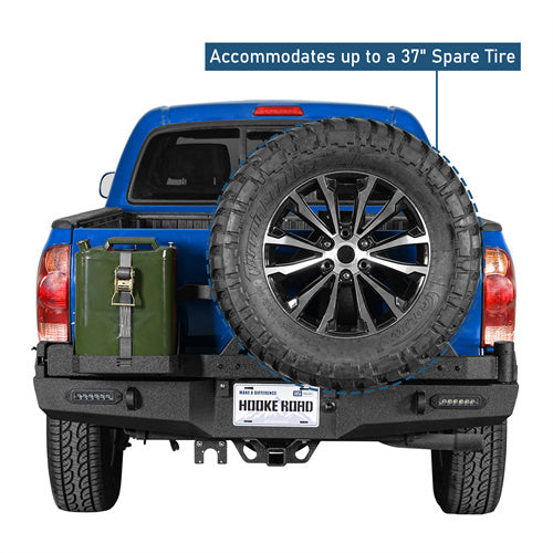 Rear Bumper w/Swing Out Tire Carrier, 5.3-Gallon Jerry Can Holder(05-15 Toyota Tacoma)-LandShaker