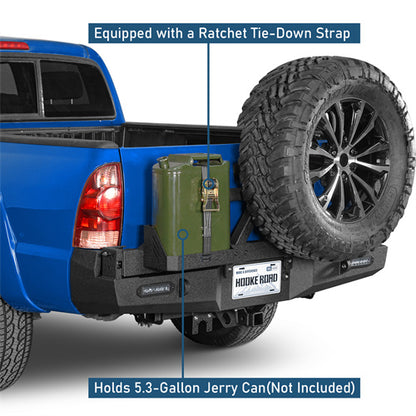 Rear Bumper w/Swing Out Tire Carrier, 5.3-Gallon Jerry Can Holder(05-15 Toyota Tacoma)-LandShaker