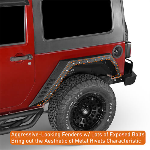 Bulwark Rear Fender Flares For 2007-2018 Jeep Wrangler JK 2-Door - LandShaker-lsg2105-6