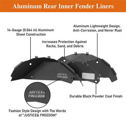 Aluminum Rear Inner Fender Liners For 2007-2018 Jeep Wrangler JK - LandShaker-lsg2116-9