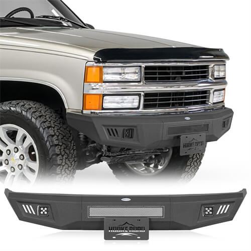 Road Trip Front Bumper w/ LED spotlights included For 1988-1998 Chevy C/K 1500 2500 3500 - LandShaker