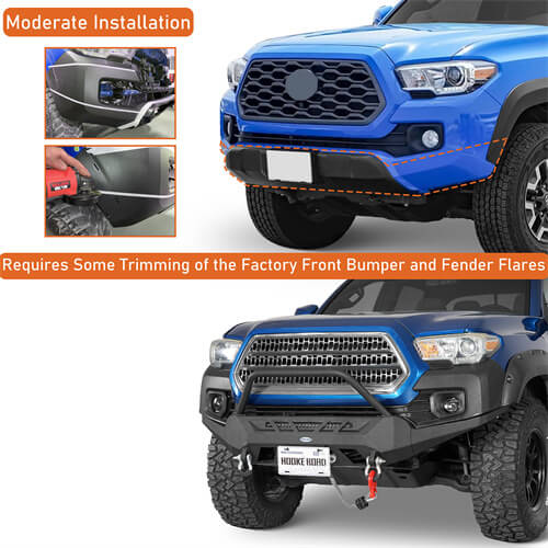 Road Trip Front Bumper w/ Winch Plate For 2016-2023 Toyota Tacoma 3rd Gen - Ultralisk4x4