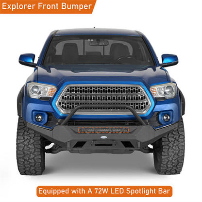 Road Trip Front Bumper w/ Winch Plate For 2016-2023 Toyota Tacoma 3rd Gen - Ultralisk4x4