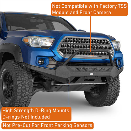 Road Trip Front Bumper w/ Winch Plate For 2016-2023 Toyota Tacoma 3rd Gen - Ultralisk4x4