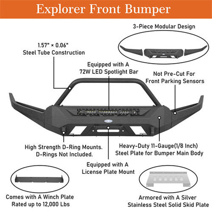 Road Trip Front Bumper w/ Winch Plate For 2016-2023 Toyota Tacoma 3rd Gen - Ultralisk4x4