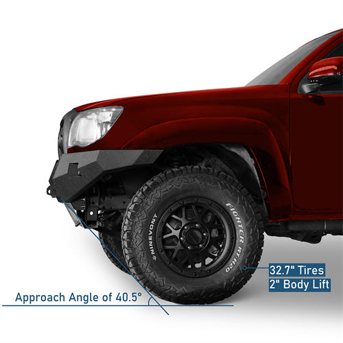 Road Trip Full-Width Front Bumper w/ LED Lights For 2005-2011 Toyota Tacoma - LandShaker4x4