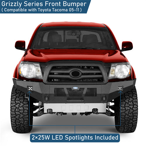 Road Trip Full-Width Front Bumper w/ LED Lights For 2005-2011 Toyota Tacoma - LandShaker4x4