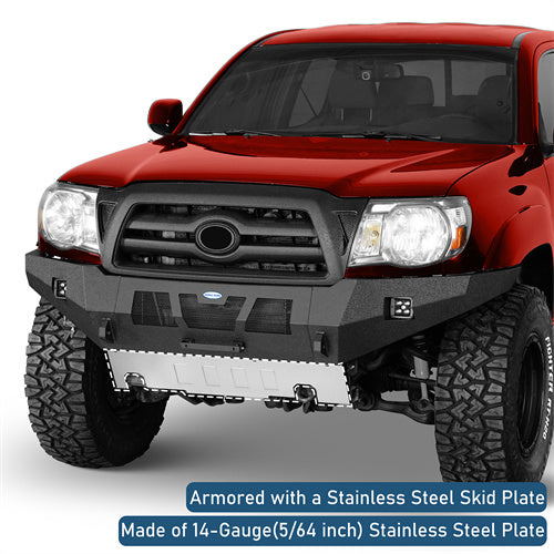 Road Trip Full-Width Front Bumper w/ LED Lights For 2005-2011 Toyota Tacoma - LandShaker4x4