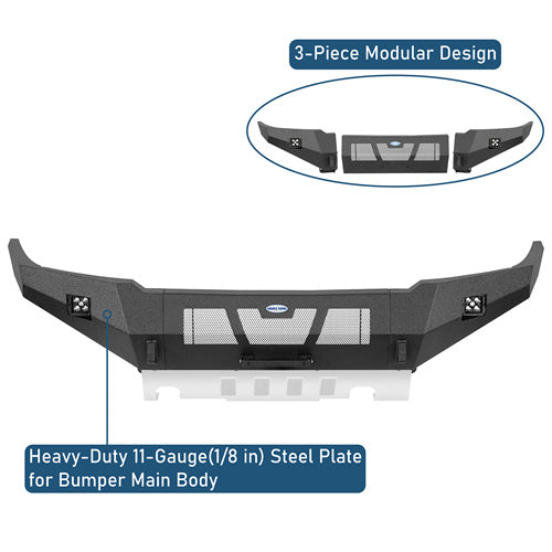 Road Trip Full-Width Front Bumper w/ LED Lights For 2005-2011 Toyota Tacoma - LandShaker4x4