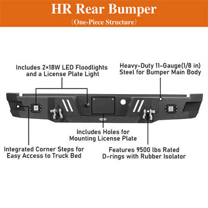 Aftermarket Rear Bumper w/ floodlights (11-16 Ford F-250) - LandShaker