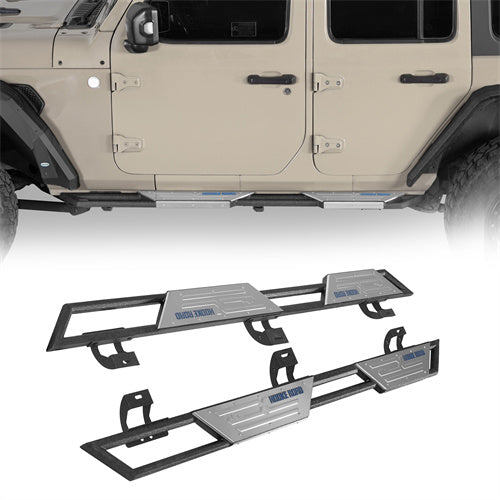 Off-road BladeX Series Nerf Side Step Bars For 2018-2025 Jeep Wrangler JL 4-Door - Landshaker4x4