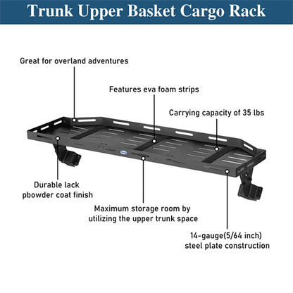 Trunk Upper Basket Cargo Rack For 2018-2024 Jeep Wrangler JL 4-Door Hardtop - LandShaker4x4