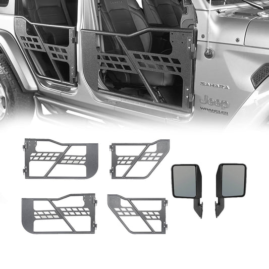 4 Door Tubular Door Guards Rock Crawler w/Side Mirrors(20-24 Jeep Gladiator JT)-LandShaker