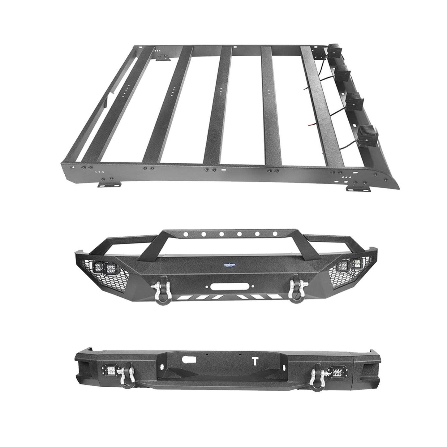 Full Width Front Bumper / Back Bumper / Roof Rack for 2014-2021 Toyota Tundra Crewmax b5000+b5003+b5004 2