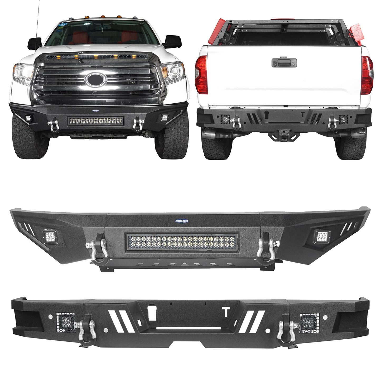 Front Bumper & Full Width Rear Bumper for 2014-2021 Toyota Tundra  b5001+b5002 1