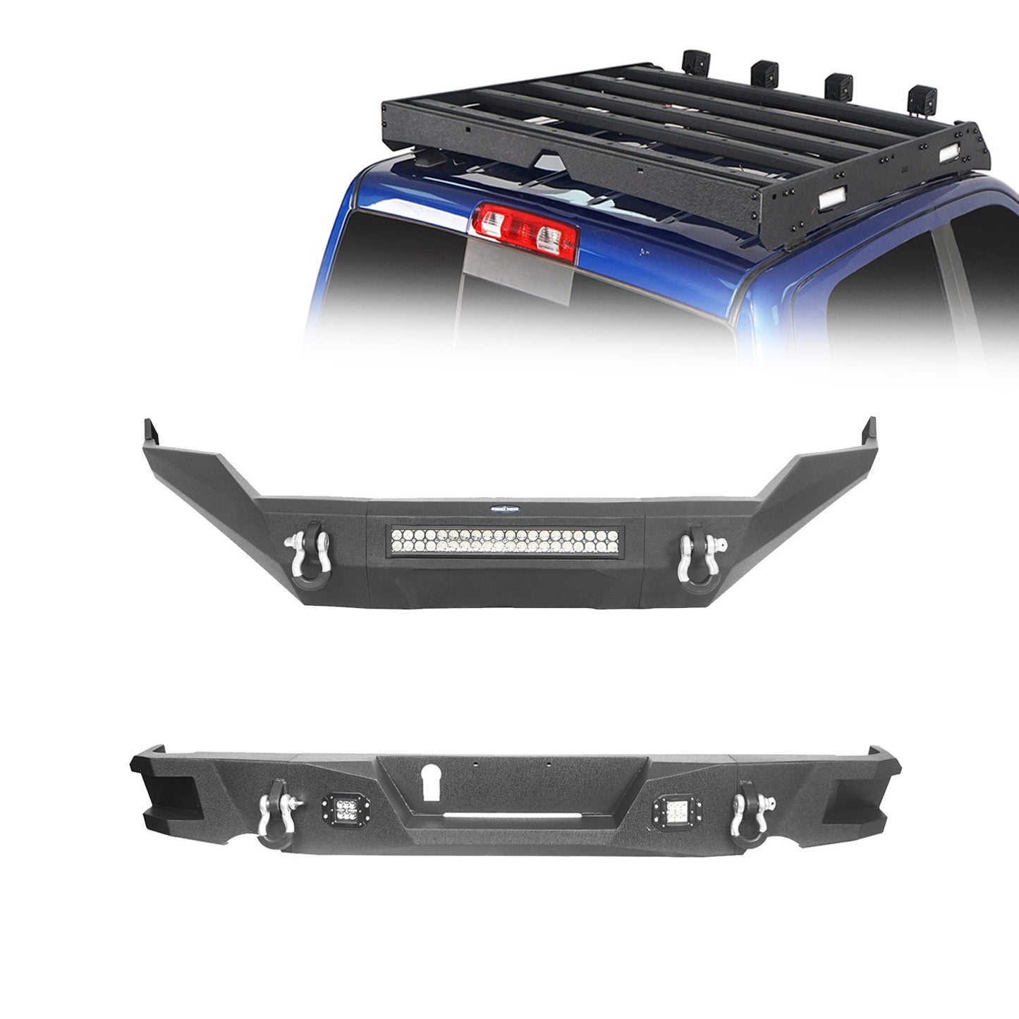 Full Width Front Bumper / Rear Bumper / Roof Rack(13-18 Dodge Ram 1500 Crew Cab & Quad Cab,Excluding Rebel)-LandShaker